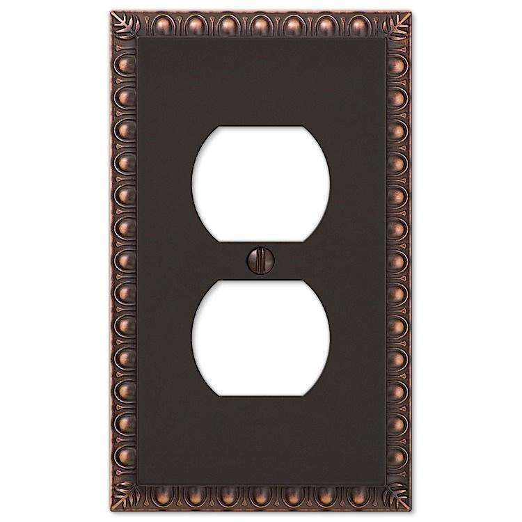 Egg & Dart Aged Bronze 1 Duplex Outlet - Wallplatesonline.com