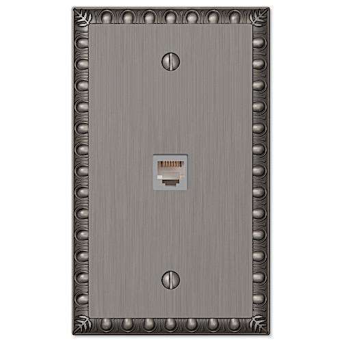 Egg & Dart Antique Nickel 1 Phone Jack with Hardware - Wallplatesonline.com