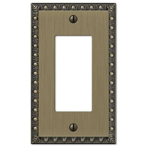 Egg & Dart Antique Brass 1 Rocker (GFI) - Wallplatesonline.com