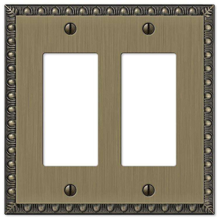 Egg & Dart Antique Brass 2 Rocker (GFI) - Wallplatesonline.com