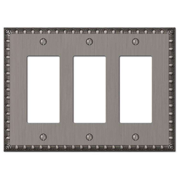 Egg & Dart Antique Nickel 3 Rocker (GFI) - Wallplatesonline.com