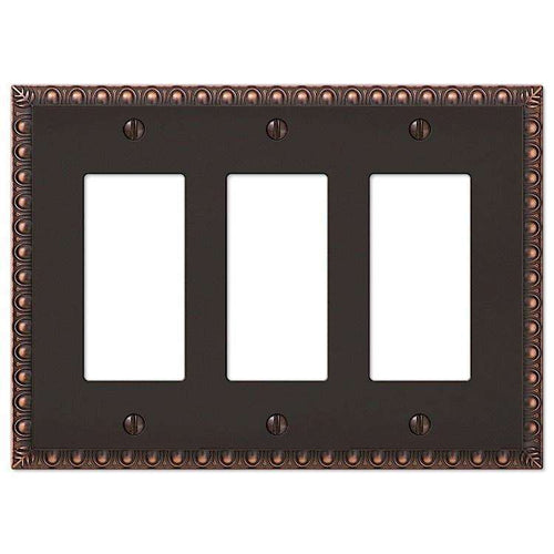 Egg & Dart Aged Bronze 3 Rocker (GFI) - Wallplatesonline.com