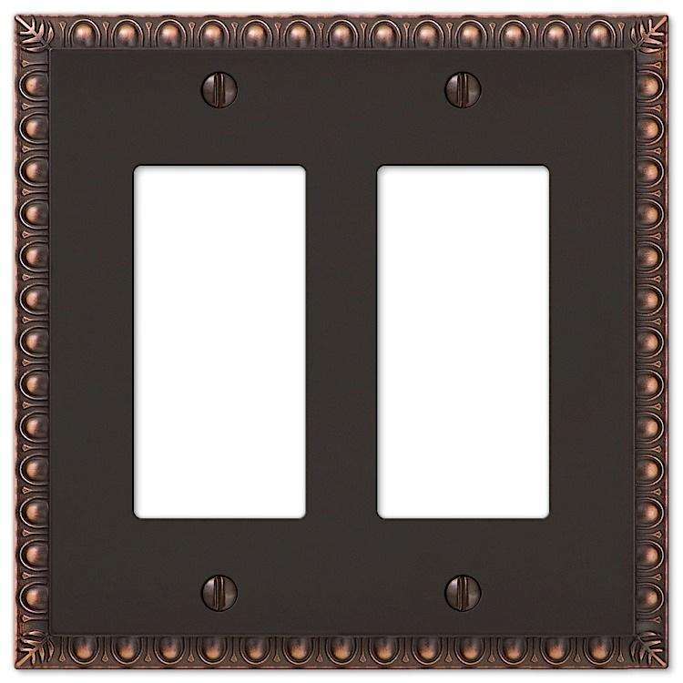 Egg & Dart Aged Bronze 2 Rocker (GFI) - Wallplatesonline.com