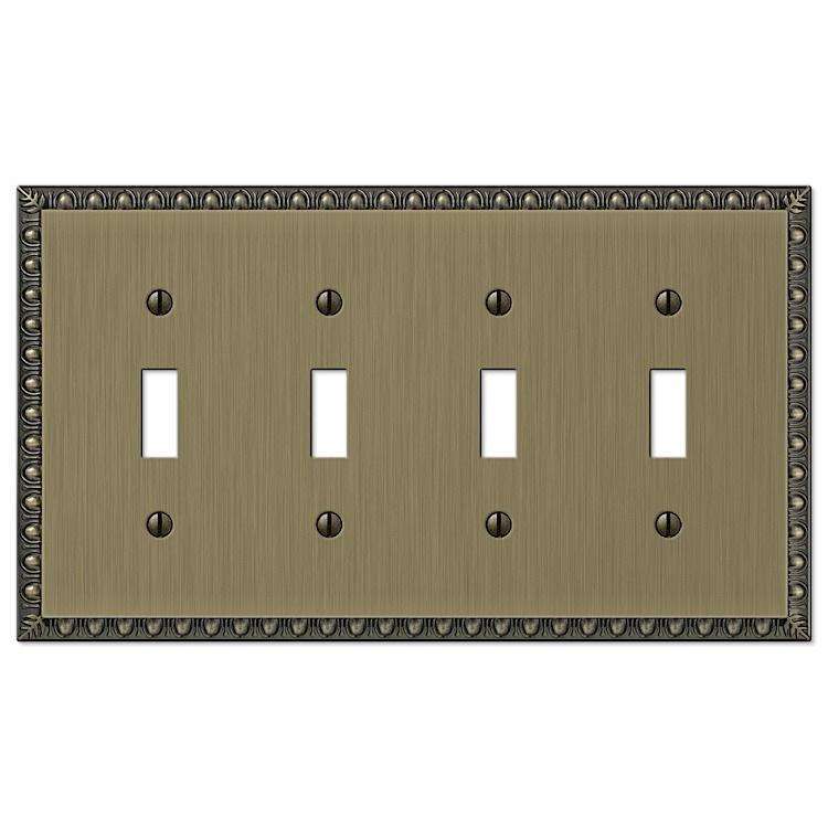 Egg & Dart Antique Brass 4 Toggle - Wallplatesonline.com
