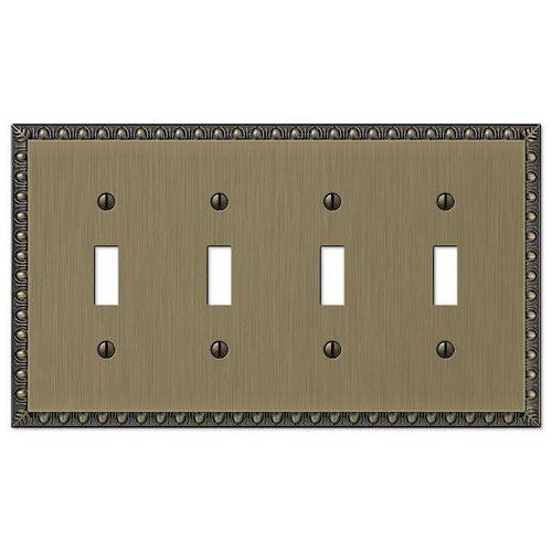 Egg & Dart Antique Brass 4 Toggle - Wallplatesonline.com