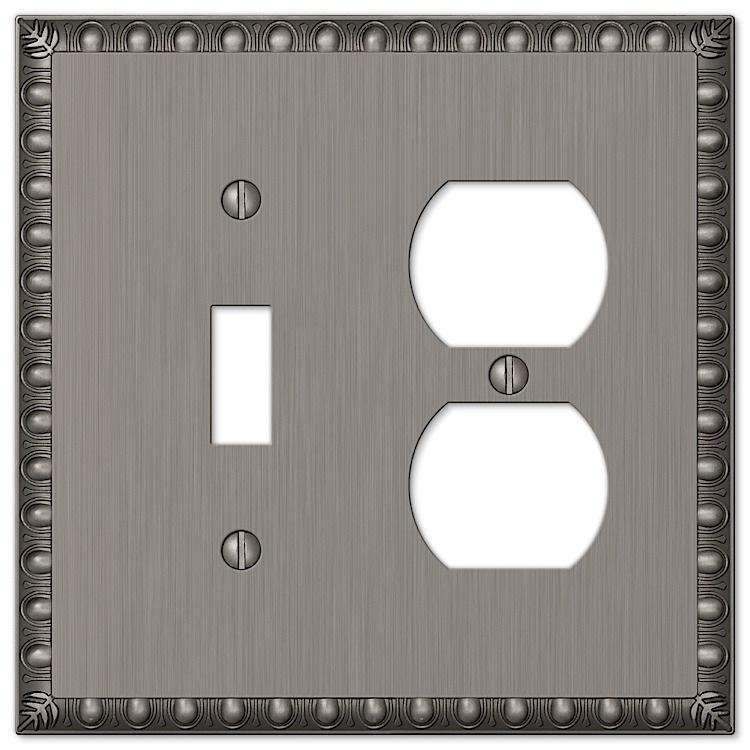 Egg & Dart Antique Nickel Toggle / Duplex Outlet - Wallplatesonline.com