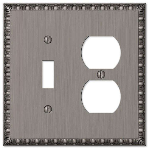 Egg & Dart Antique Nickel Toggle / Duplex Outlet - Wallplatesonline.com