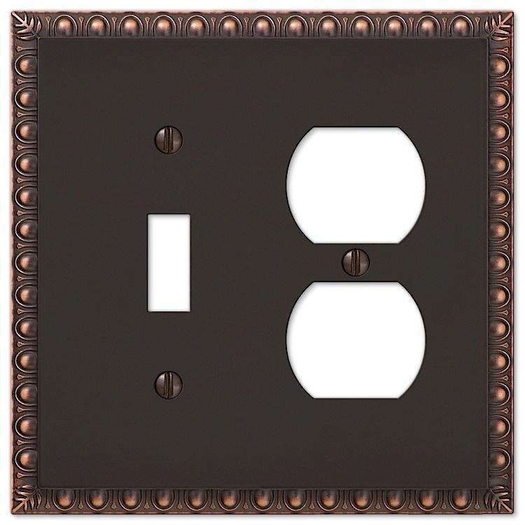 Egg & Dart Aged Bronze Toggle / Duplex Outlet