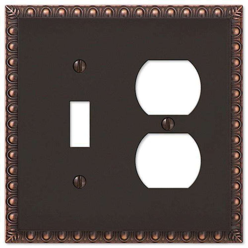 Egg & Dart Aged Bronze Toggle / Duplex Outlet - Wallplatesonline.com