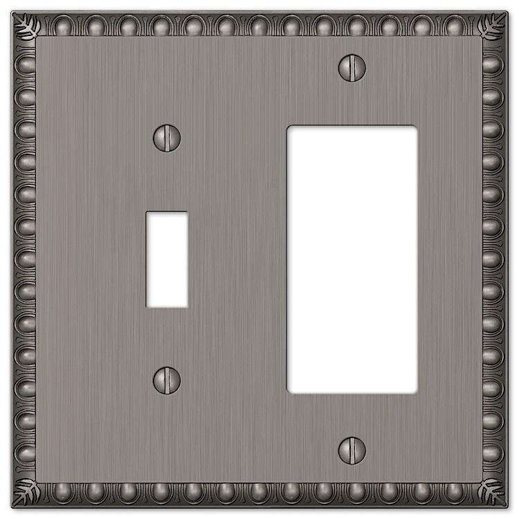 Egg & Dart Antique Nickel Toggle / 1 Rocker (GFI)