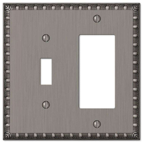 Egg & Dart Antique Nickel Toggle / 1 Rocker (GFI) - Wallplatesonline.com