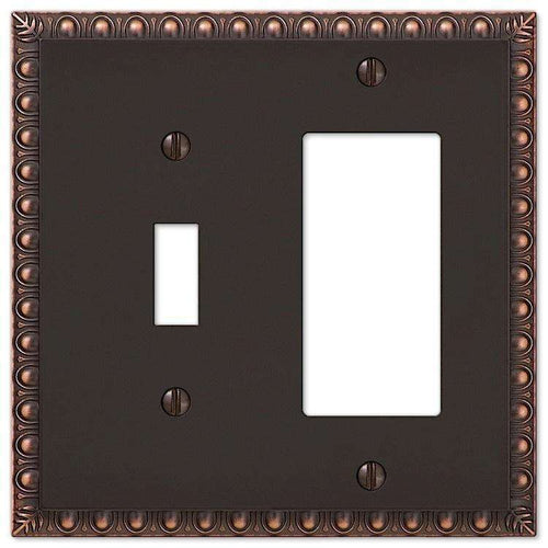 Egg & Dart Aged Bronze Toggle / 1 Rocker (GFI) - Wallplatesonline.com
