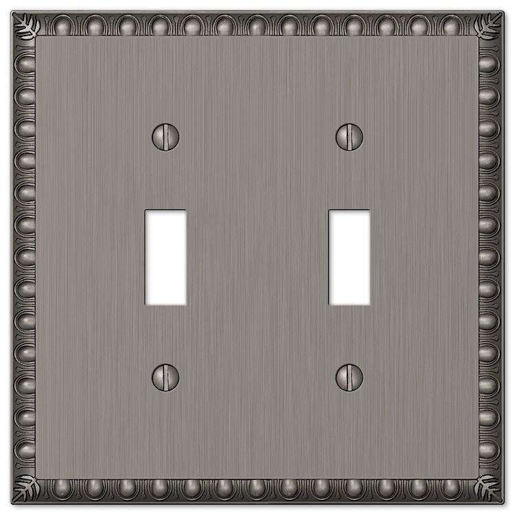 Egg & Dart Antique Nickel Double Toggle - Wallplatesonline.com