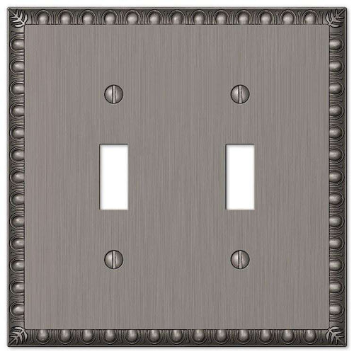 Egg & Dart Antique Nickel Double Toggle - Wallplatesonline.com