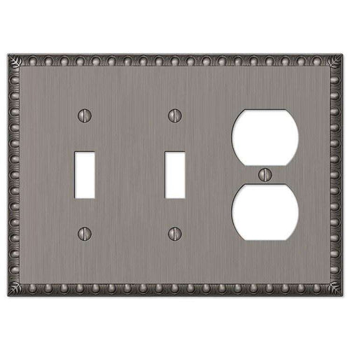 Egg & Dart Antique Nickel 2 Toggle / Duplex Outlet - Wallplatesonline.com