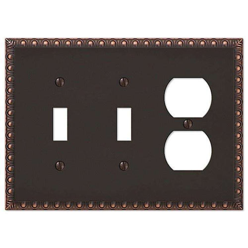 Egg & Dart Aged Bronze 2 Toggle / Duplex Outlet - Wallplatesonline.com