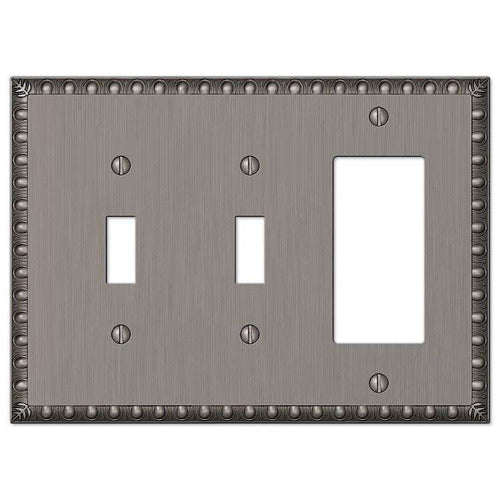 Egg & Dart Antique Nickel 2 Toggle / 1 Rocker (GFI) - Wallplatesonline.com