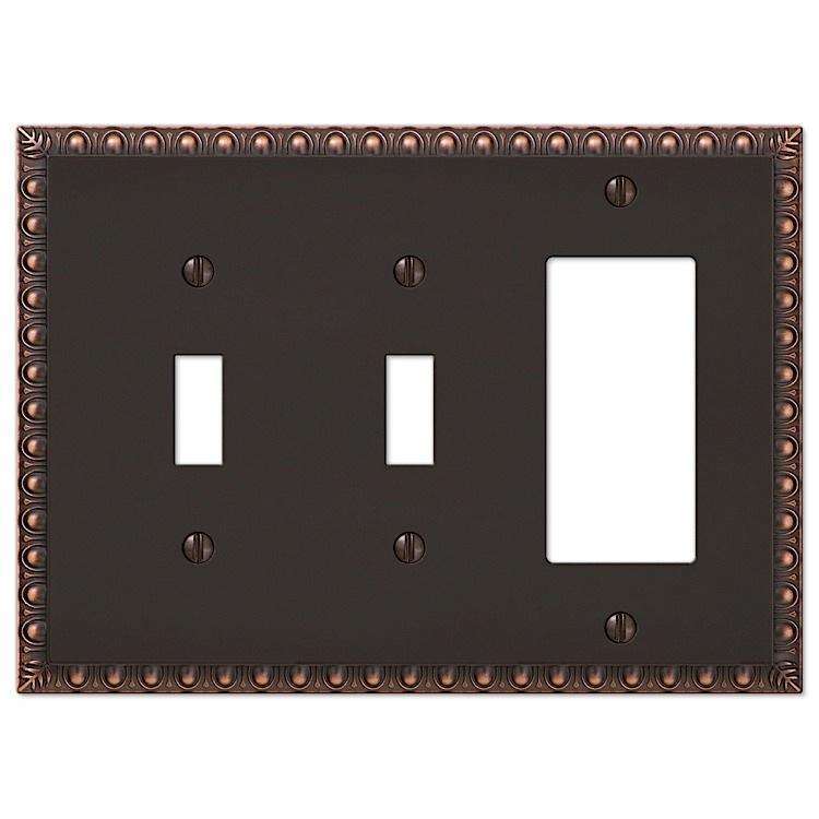 Egg & Dart Aged Bronze 2 Toggle / 1 Rocker (GFI)