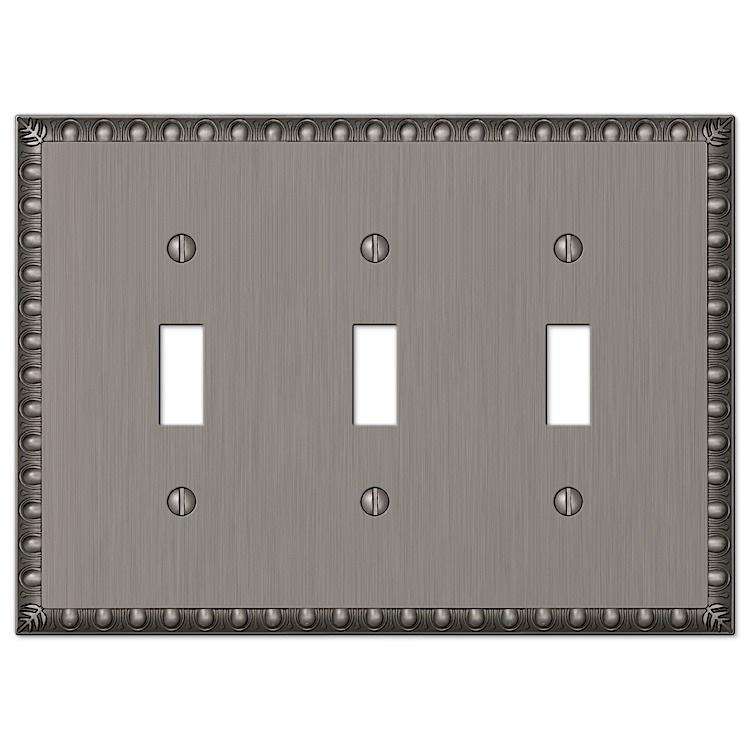 Egg & Dart Antique Nickel Triple Toggle - Wallplatesonline.com