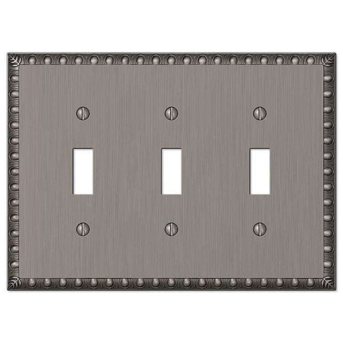 Egg & Dart Antique Nickel Triple Toggle - Wallplatesonline.com