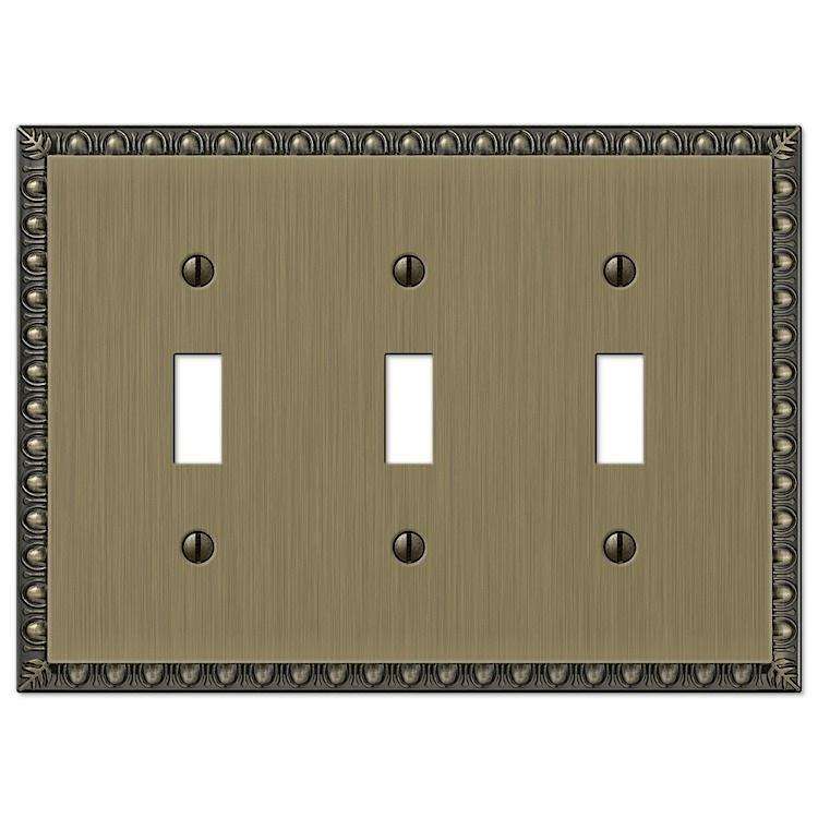 Egg & Dart Antique Brass Triple Toggle