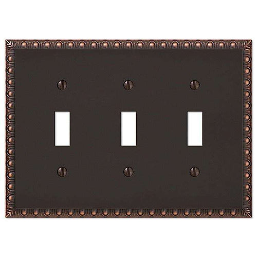 Egg & Dart Aged Bronze Triple Toggle - Wallplatesonline.com