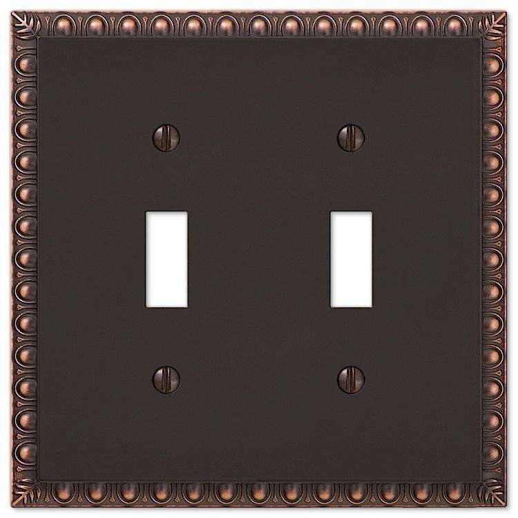 Egg & Dart Aged Bronze Double Toggle - Wallplatesonline.com