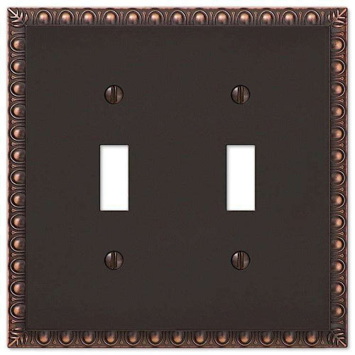 Egg & Dart Aged Bronze Double Toggle - Wallplatesonline.com
