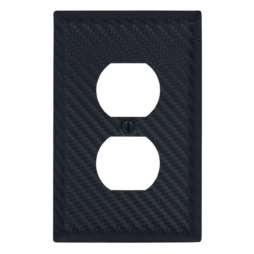 Carbon Fiber Black Steel 1 Duplex Outlet Wallplate
