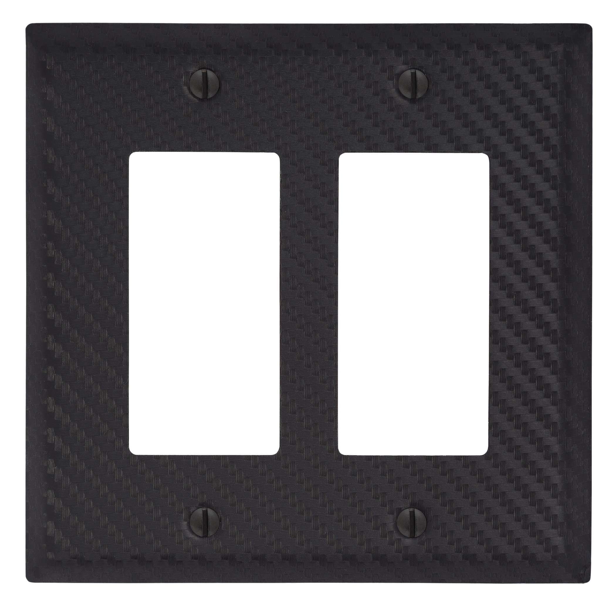 Carbon Fiber Black Steel 2 Rocker (GFI) Wallplate:Wallplatesonline.com