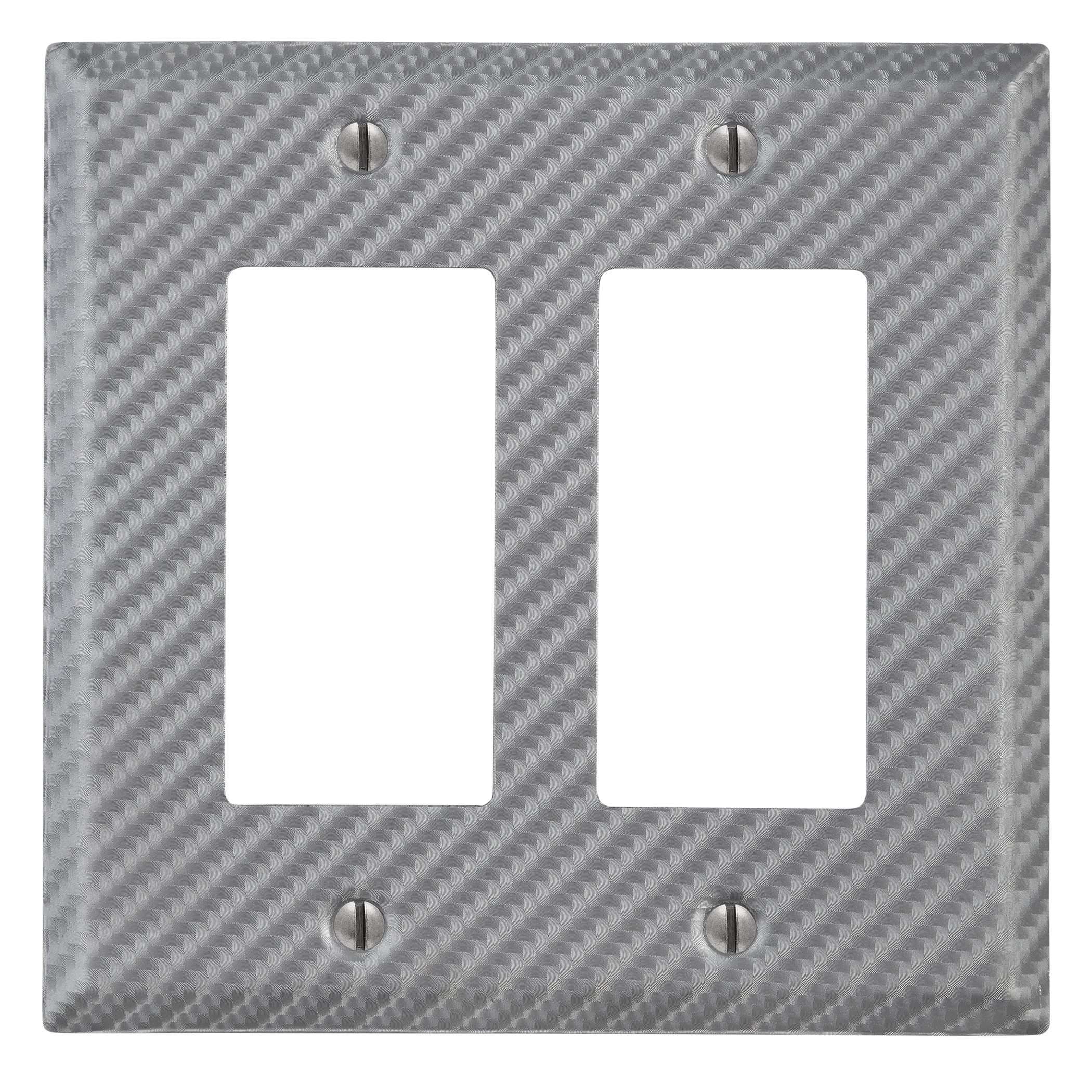 Carbon Fiber Silver Steel 2 Rocker (GFI) Wallplate:Wallplatesonline.com