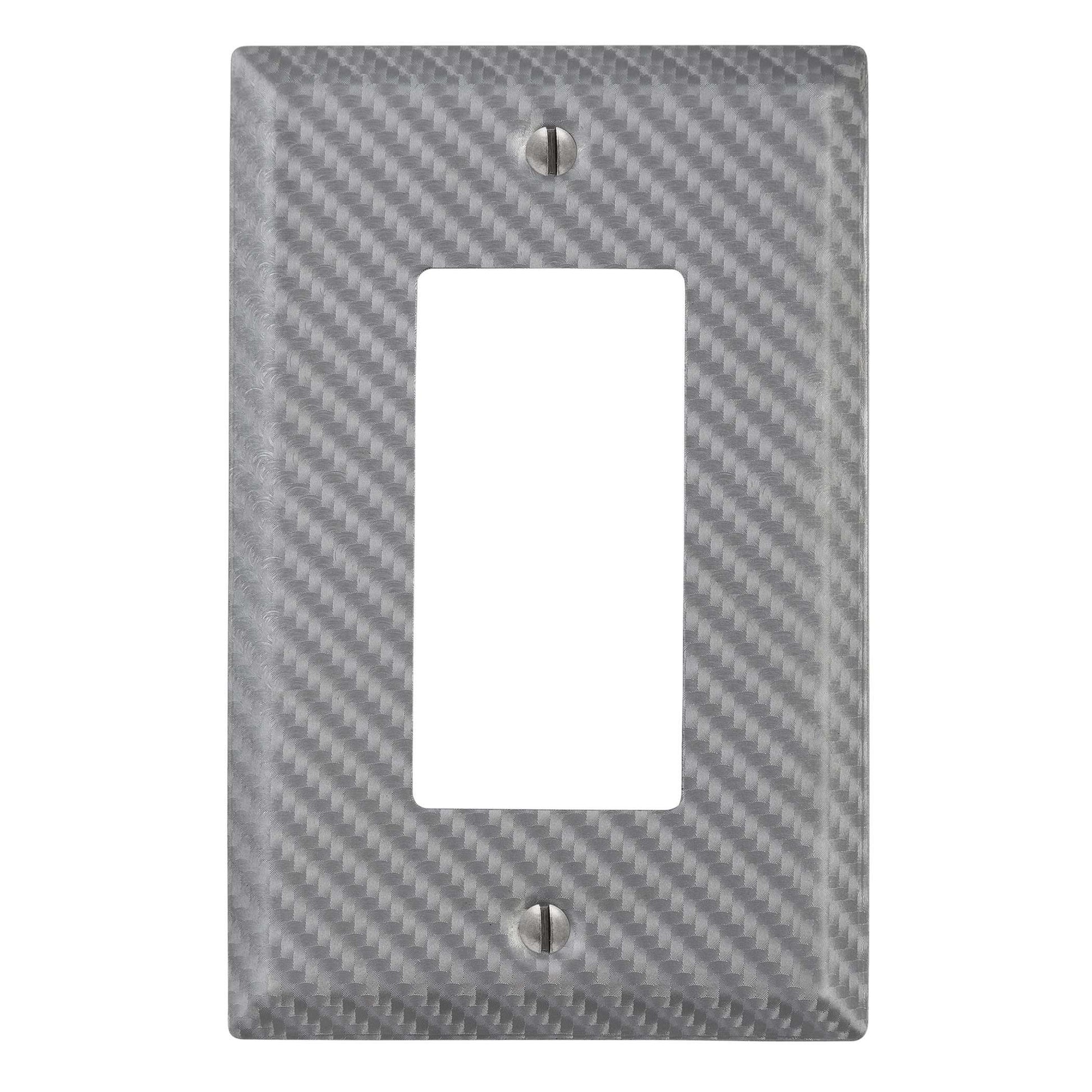 Carbon Fiber Silver Steel 1 Rocker (GFI) Wallplate:Wallplatesonline.com