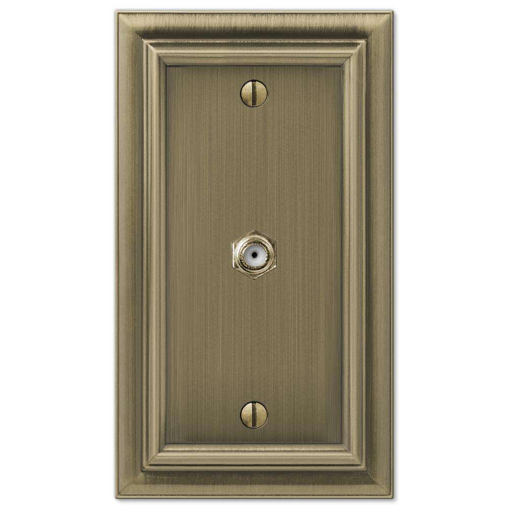 Continental Brushed Brass 1 Cable TV with Hardware - Wallplatesonline.com