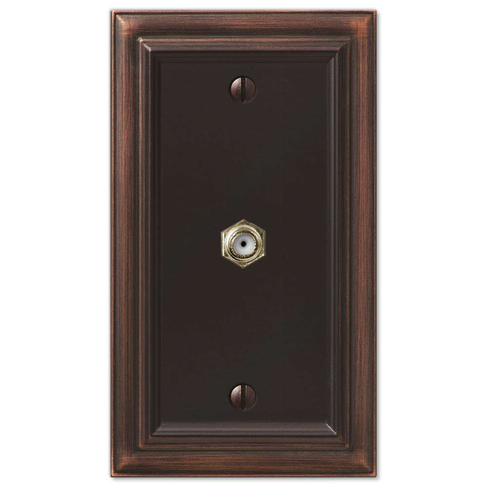 Continental Aged Bronze 1 Cable TV with Hardware - Wallplatesonline.com