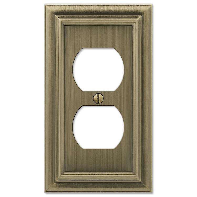 Continental Brushed Brass 1 Duplex Outlet - Wallplatesonline.com