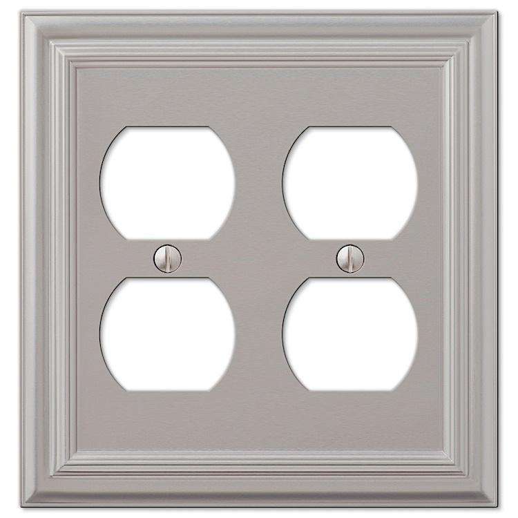 Continental Satin Nickel 2 Duplex Outlet