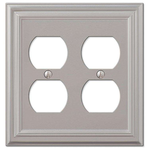 Continental Satin Nickel 2 Duplex Outlet - Wallplatesonline.com