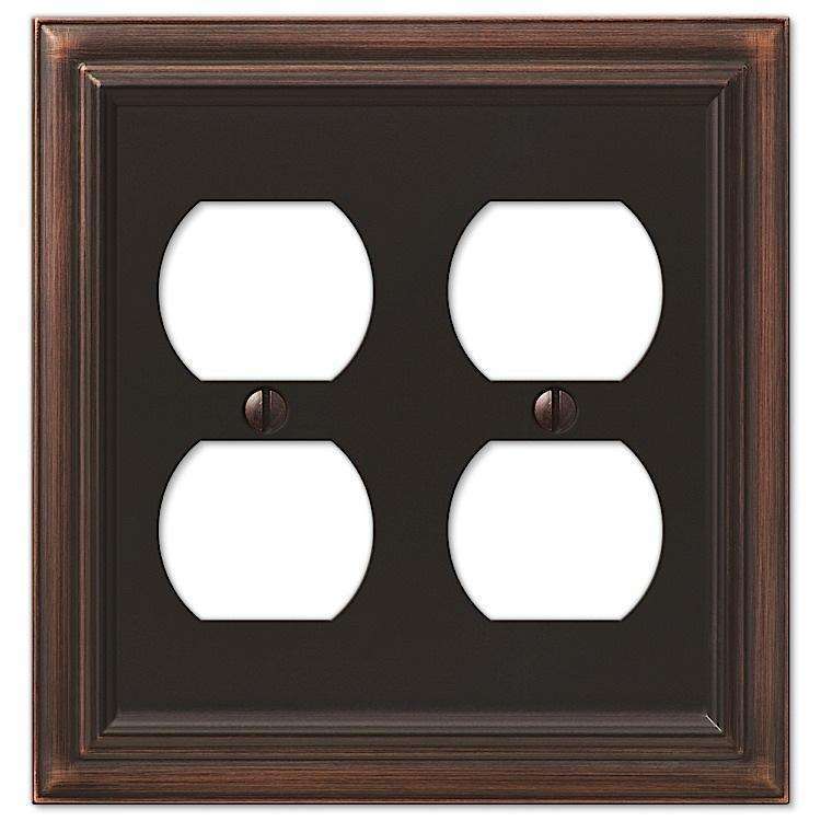 Continental Aged Bronze 2 Duplex Outlet - Wallplatesonline.com