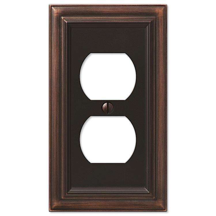 Continental Aged Bronze 1 Duplex Outlet - Wallplatesonline.com