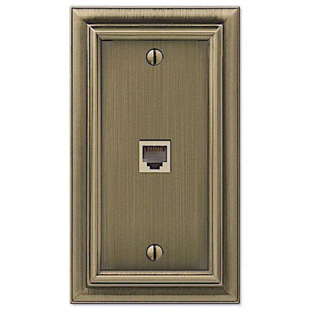 Continental Brushed Brass 1 Phone Jack with Hardware:Wallplatesonline.com