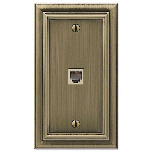 Continental Brushed Brass 1 Phone Jack with Hardware:Wallplatesonline.com