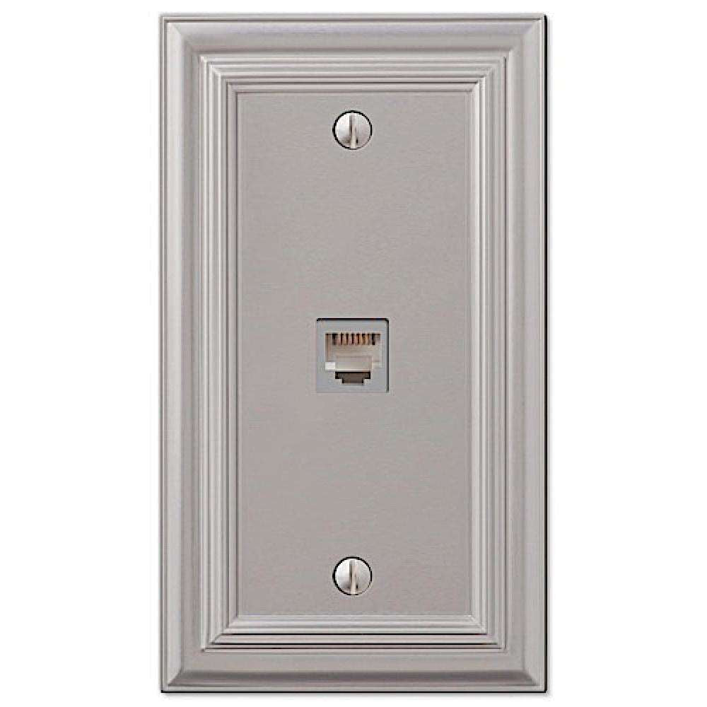 Continental Satin Nickel 1 Phone Jack with Hardware:Wallplatesonline.com