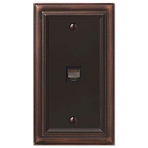 Continental Aged Bronze 1 Phone Jack with Hardware:Wallplatesonline.com