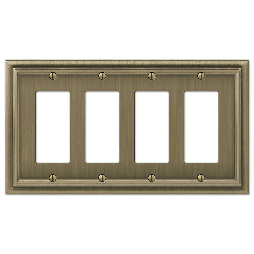 Continental Brushed Brass 4 Rocker (GFI) - Wallplatesonline.com