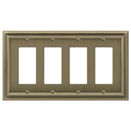 Continental Brushed Brass 4 Rocker (GFI) - Wallplatesonline.com