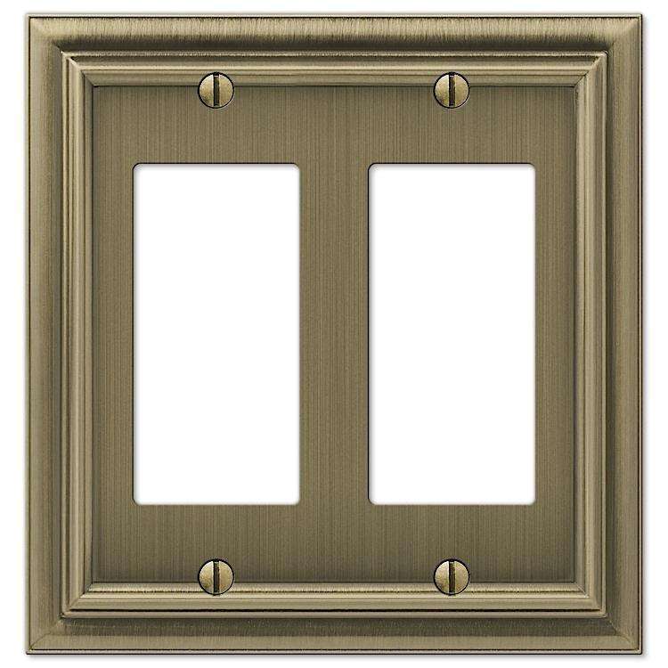 Continental Brushed Brass 2 Rocker (GFI) - Wallplatesonline.com