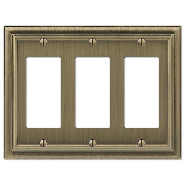 Continental Brushed Brass 3 Rocker (GFI) - Wallplatesonline.com