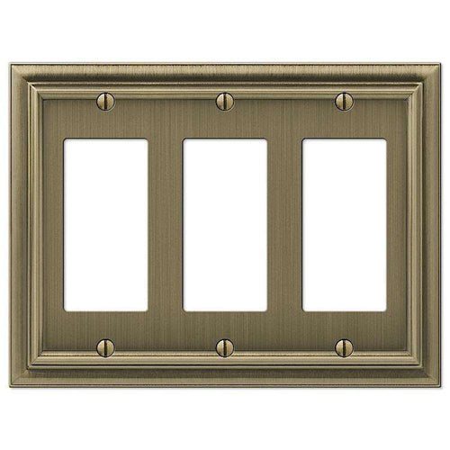 Continental Brushed Brass 3 Rocker (GFI) - Wallplatesonline.com