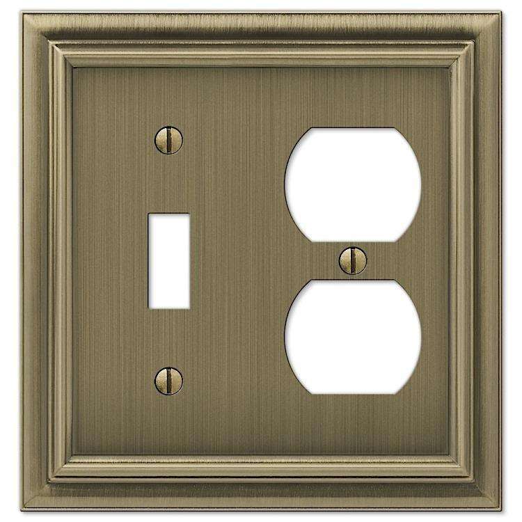 Continental Brushed Brass Toggle / Duplex Outlet