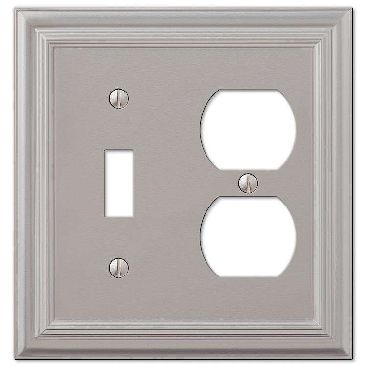 Continental Satin Nickel Toggle / Duplex Outlet - Wallplatesonline.com